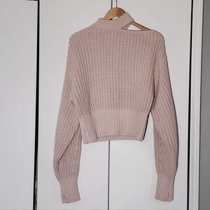 Self-Portrait Blush Pink Cropped Cowl Knit Sweater